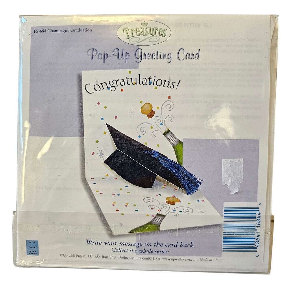 Pop Up Graduation Greeting Card 3-D Tassel Champagne Congrats Congratulations